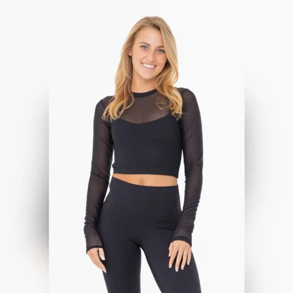 Mono b Racerback Sheer Long Sleeve Top